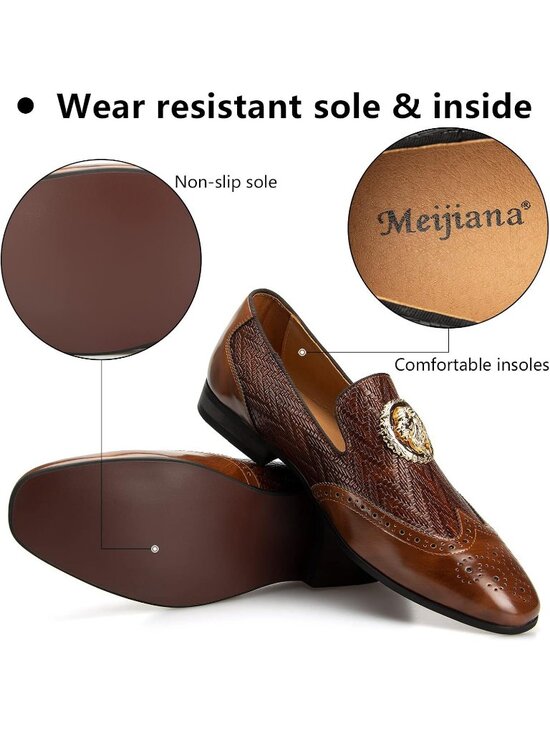 Meijiana Men\'s Brown03 Microfiber Loafers Buckle PU Leather Weeding Dress Shoes main image 6
